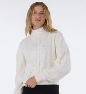 TAVI Hi Low Cable Sweater / Small / Coconut Women's Small Melange Soft NWT